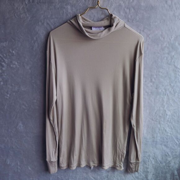 Vintage SPORTSILKS Tan 100% Silk Turtleneck Base Layer Size L Lightweight Winter - Picture 1 of 7